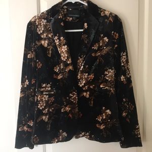 Velvet floral blazer